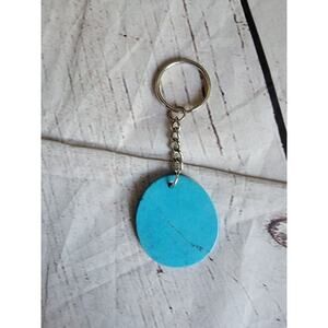 Light Blue Faux Turquoise Oval Keychain